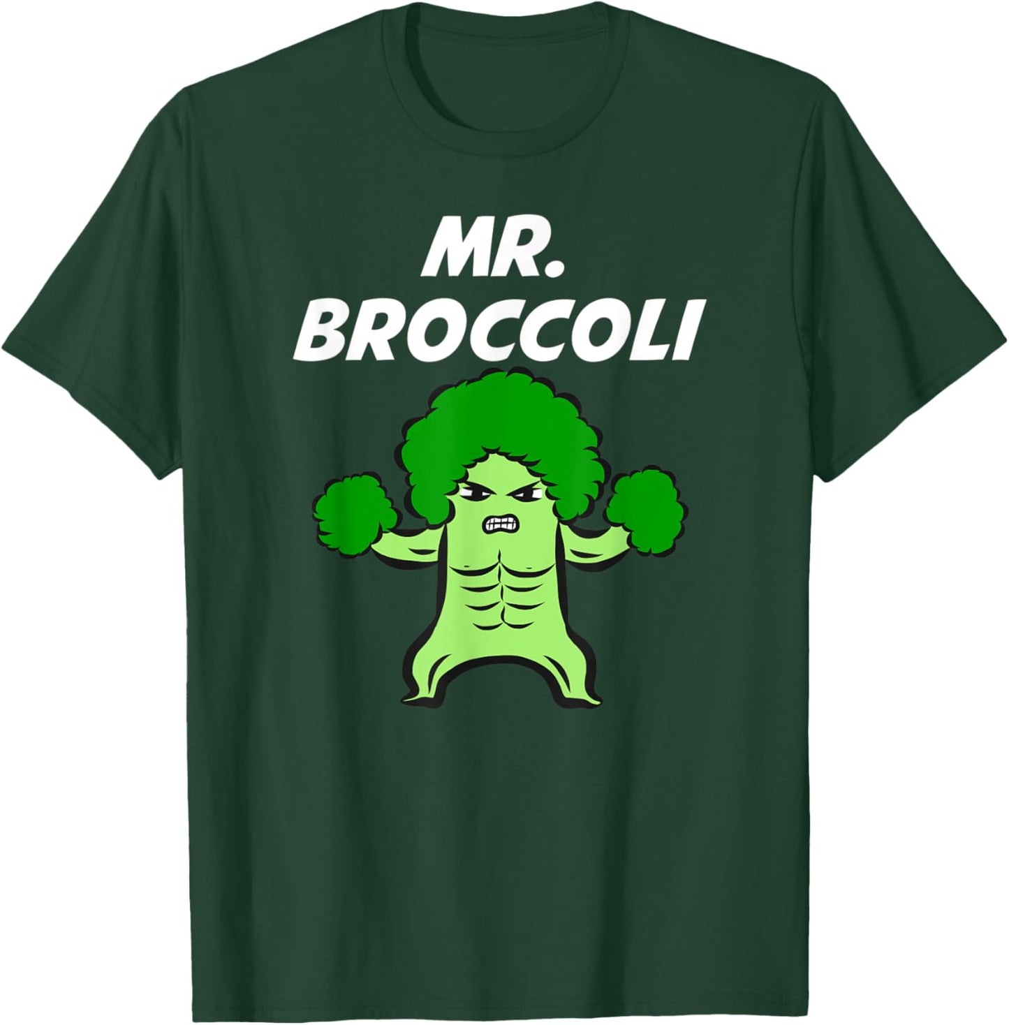 Mr. Broccoli Man Super Power Vegetable Hero Eat All Veggies T-Shirt - T-Shirt | Forest