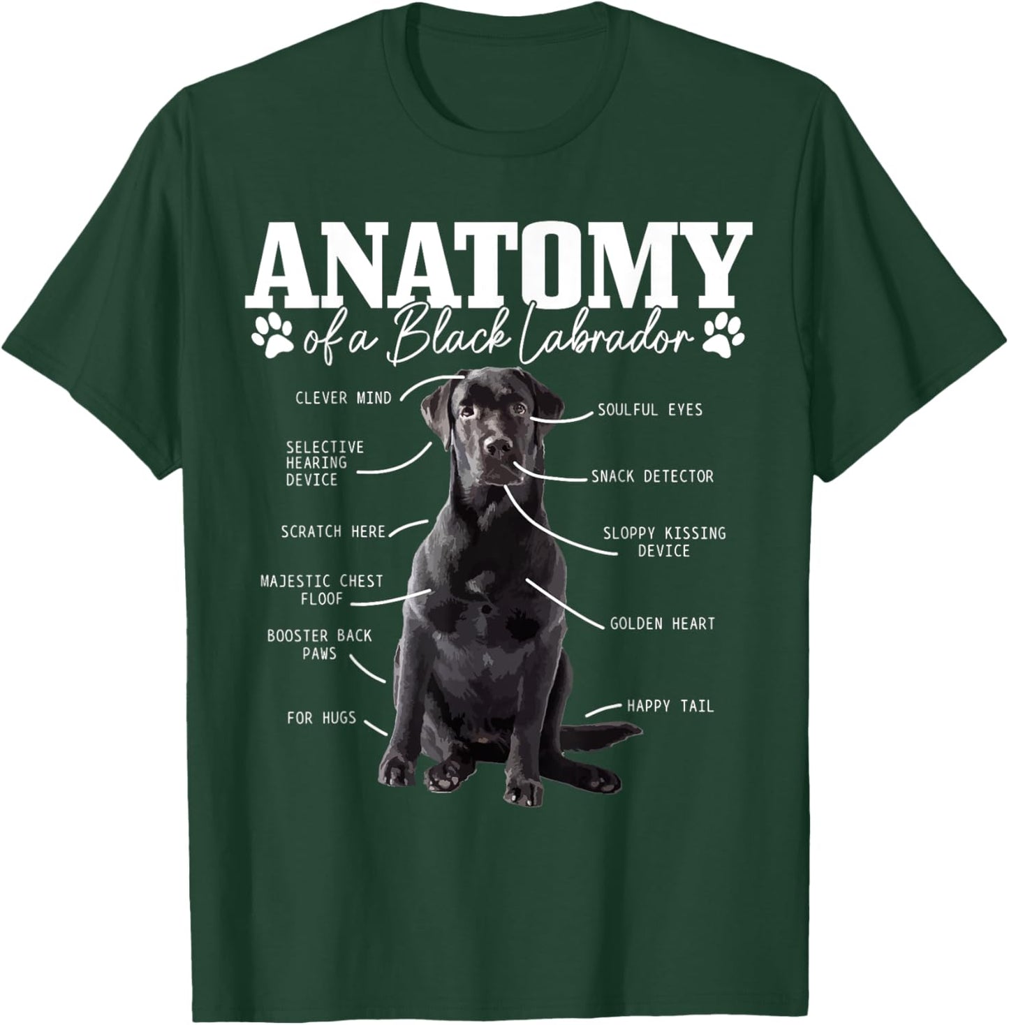 Black Labrador Retriever Anatomy Funny Cute Dog Mom Dad Women Girls Kids T-Shirt - T-Shirt | Forest