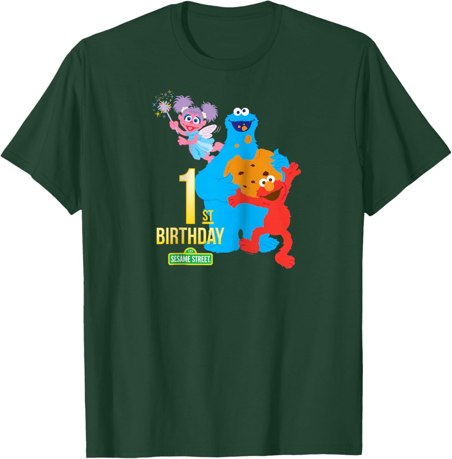 Sesame Street 1st Birthday Raglan Baseball T-Shirt - T-Shirt | Forest