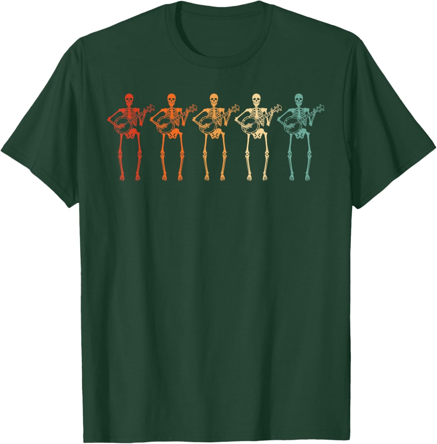 Halloween Skeleton Banjo Player Costume Outfit Musician T-Shirt - T-Shirt | Forest