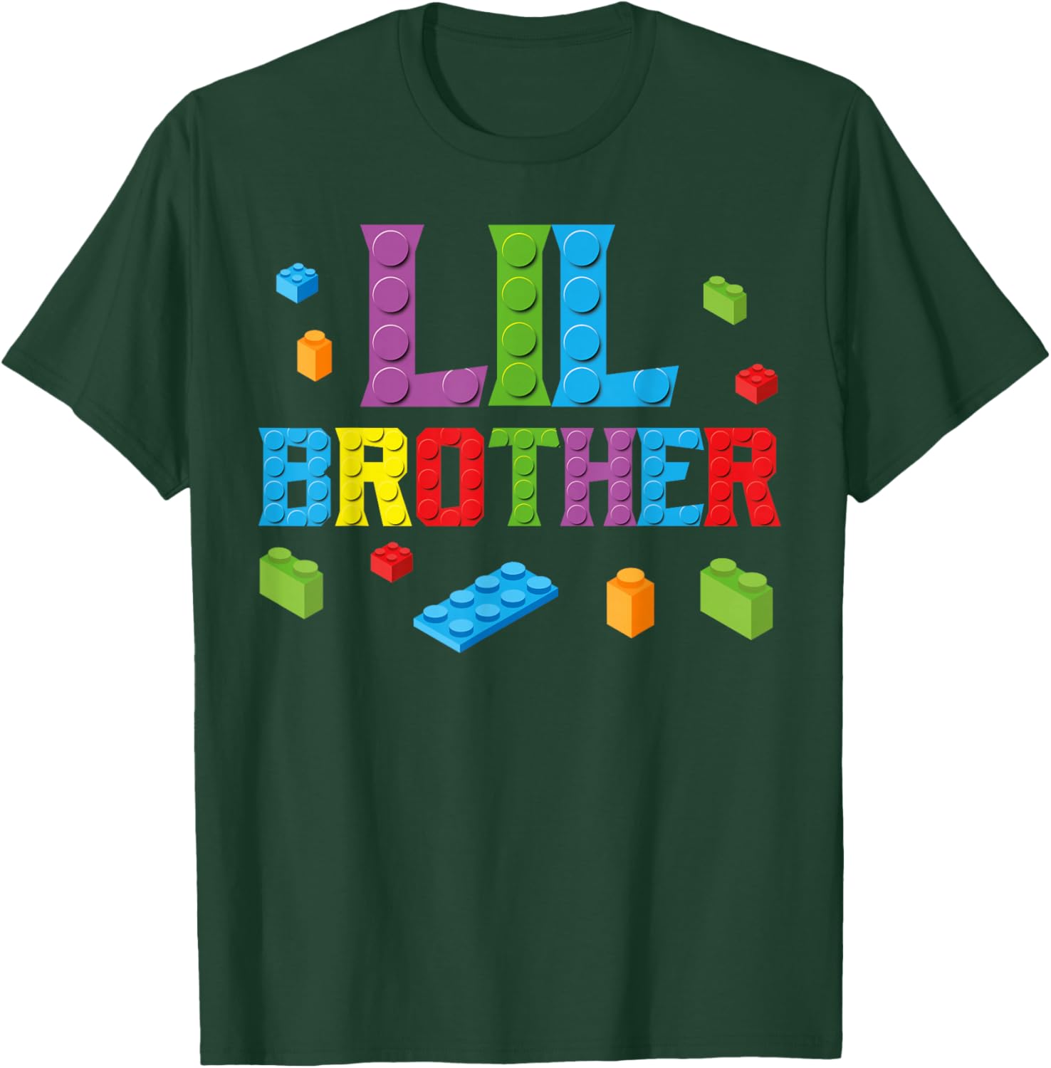 Lil Brother Master Builder Building Bricks Blocks Family Set T-Shirt - T-Shirt | Forest