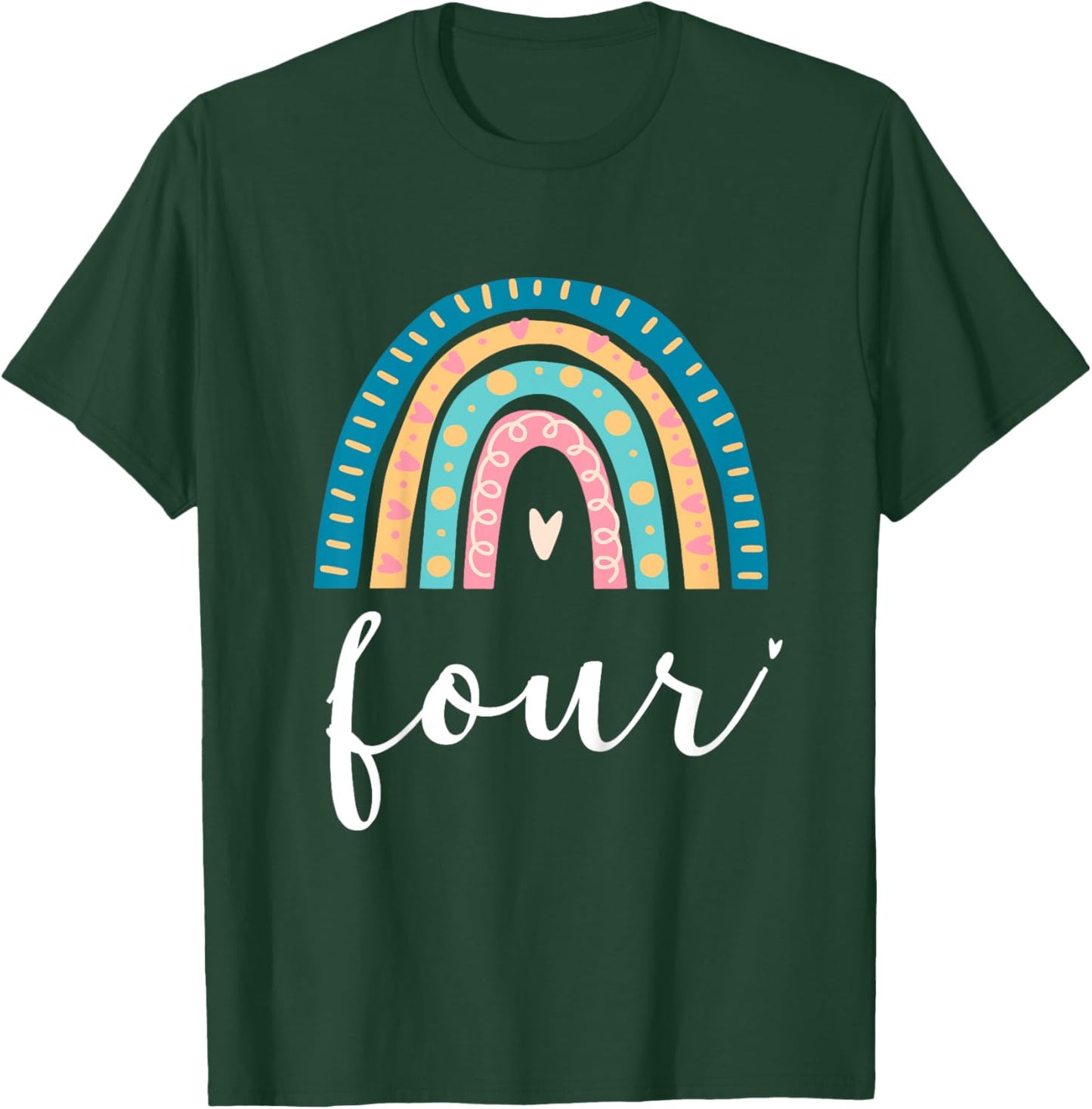 Four Year Old Rainbow 4th Birthday Gifts For Girls 4 Bday T-Shirt - T-Shirt | Forest