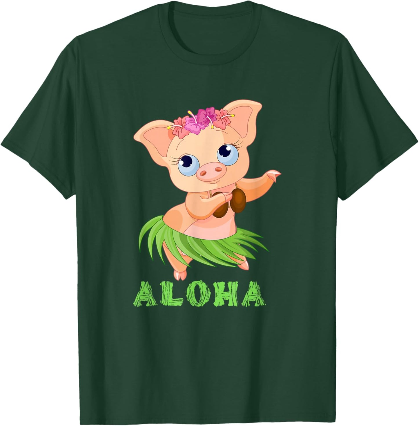 Funny Kids Tiki Pig Hula Dancing Luau Pig T-Shirt - T-Shirt | Forest