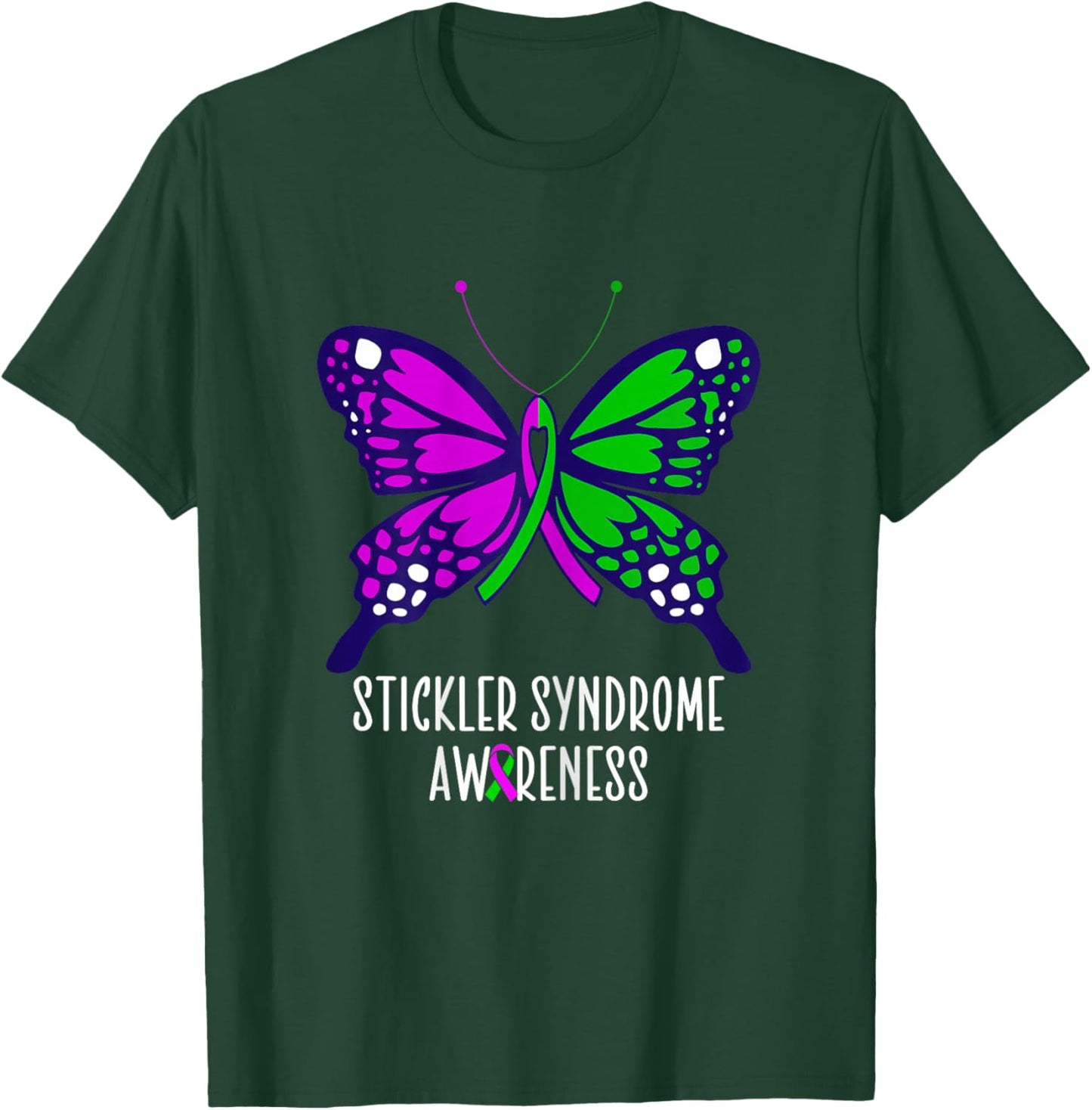 Stickler Syndrome awareness butterfly T-Shirt - T-Shirt | Forest