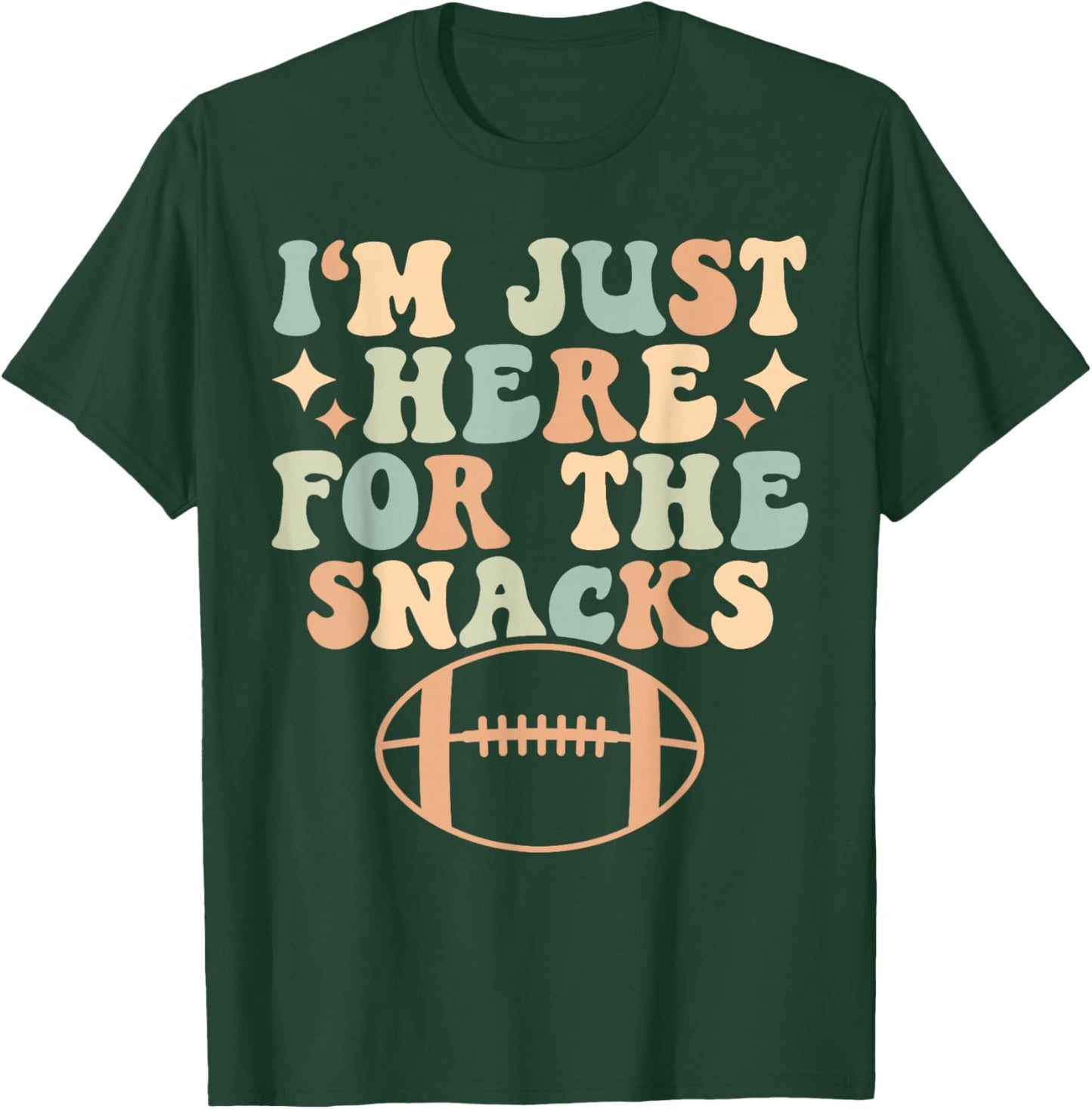 Retro I'm Just Here For The Snacks Fantasy Football T-Shirt - T-Shirt | Forest