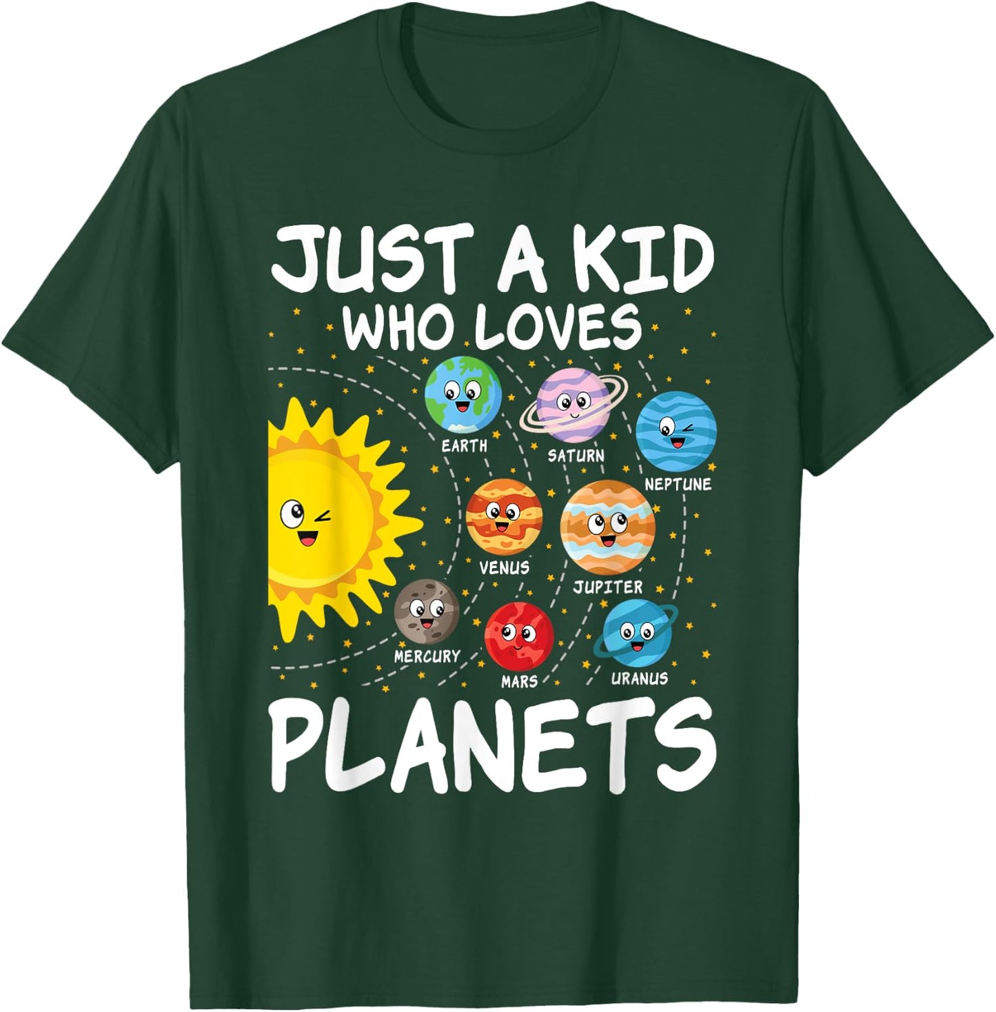 Just A Kid Who Loves Planets Space Solar System Boy Girl Kid T-Shirt - T-Shirt | Forest