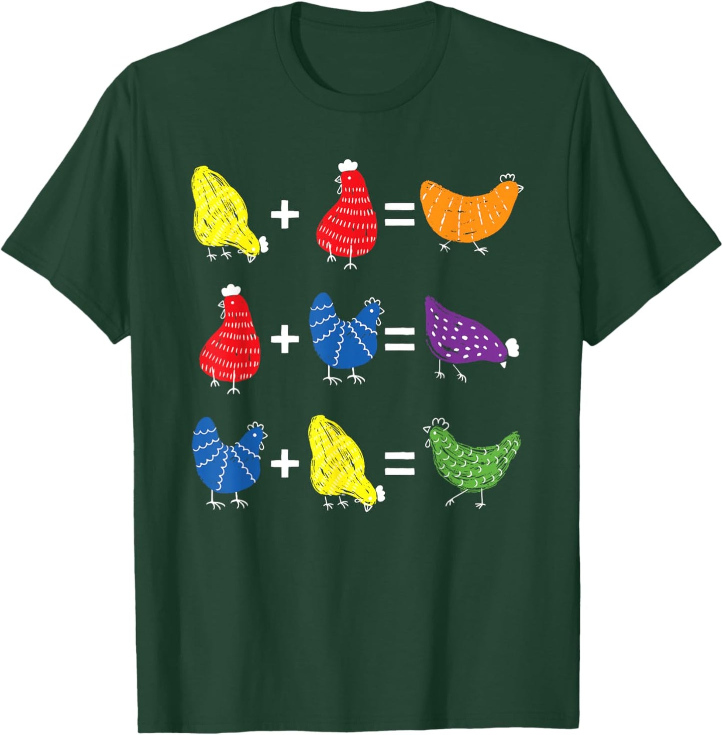 Chicken Themed Color Theory Educational Art Teacher Artist T-Shirt - T-Shirt | Forest