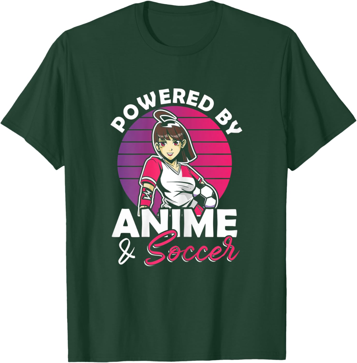 Powered by Anime & Soccer Anime Girl T-Shirt - T-Shirt | Forest