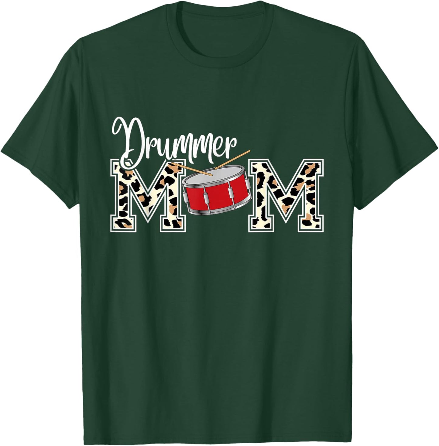 Drummer Mom Leopard Print Proud Drummer Mom Musical T-Shirt - T-Shirt | Forest