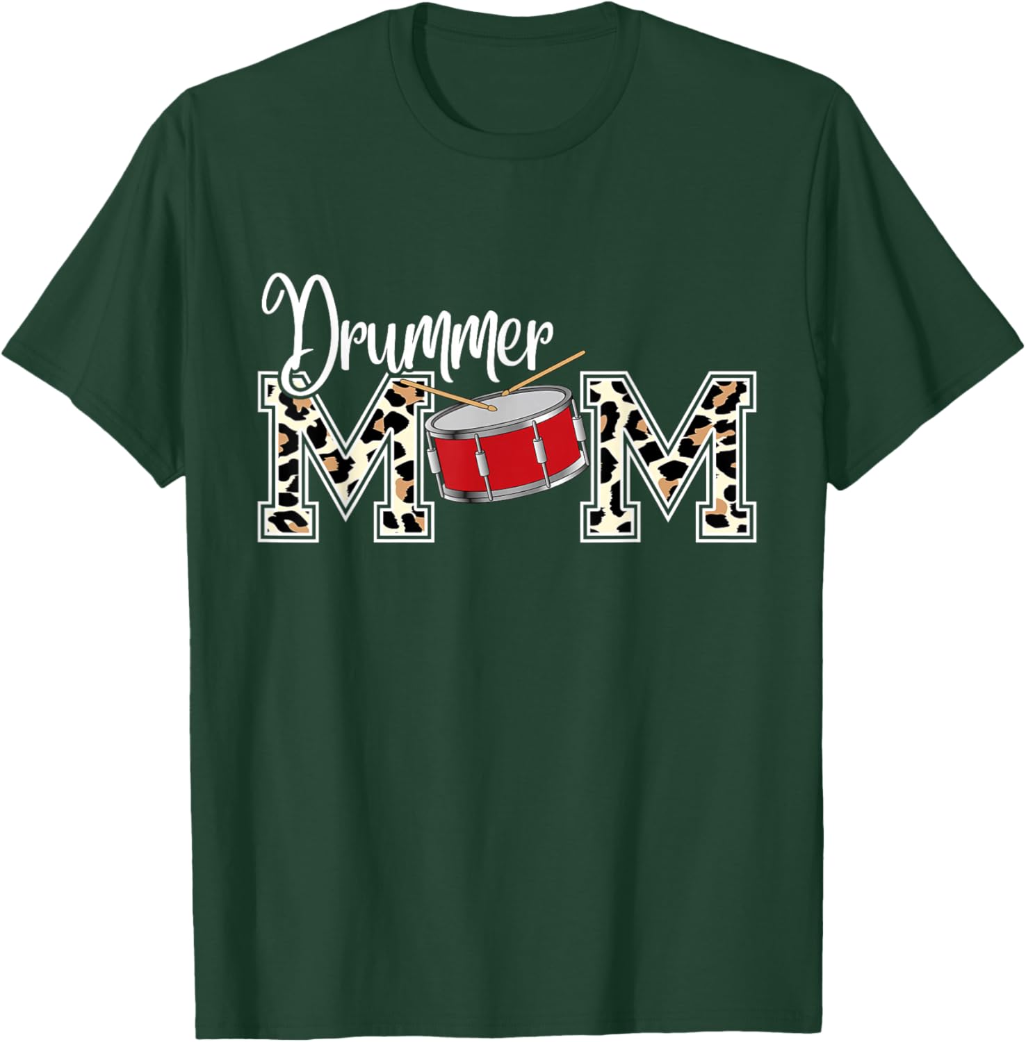 Drummer Mom Leopard Print Proud Drummer Mom Musical T-Shirt - T-Shirt | Forest