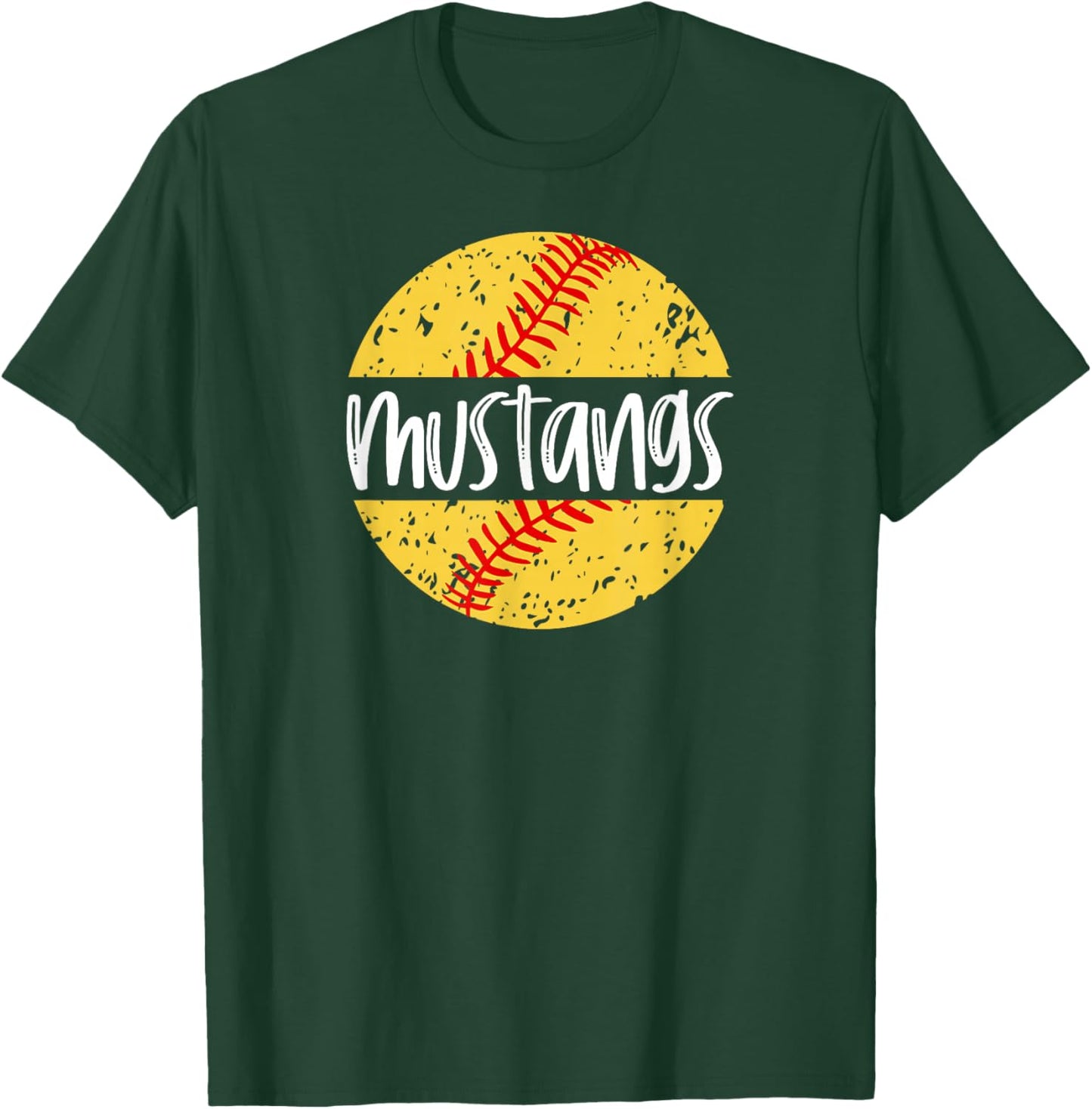 Mustangs Softball Team Mascot School Spirit Game Day T-Shirt - T-Shirt | Forest