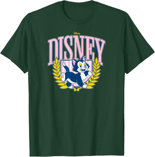 Figaro - Pinocchio Cat Collegiate Varsity Crest T-Shirt - T-Shirt | Forest