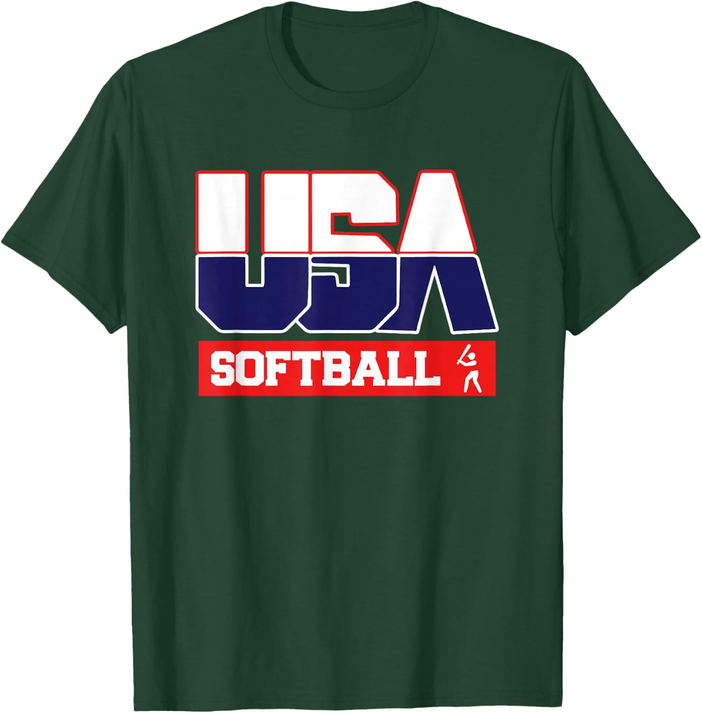 USA Team Softball - Men & Women American Sports T-Shirt - T-Shirt | Forest