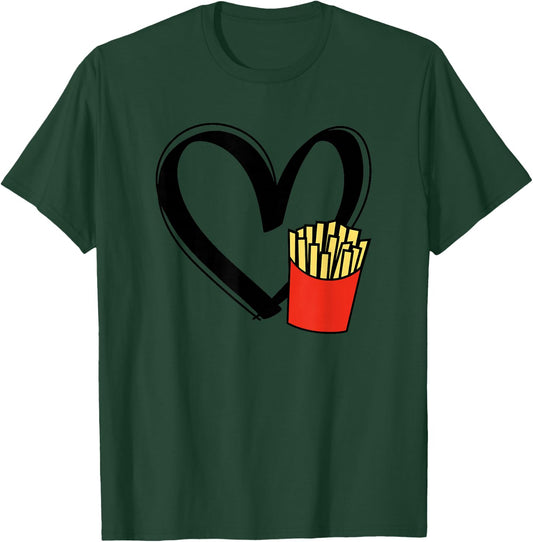 Threadrock French Fry Lover Heart , -Family, Grey, Small, Short Sleeve, Classic Fit T-Shirt - T-Shirt | Forest