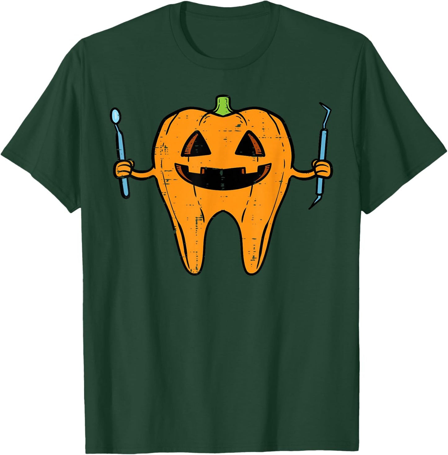 Halloween Dentist Tooth Pumpkin Dental Costume Men Women Kid T-Shirt - T-Shirt | Forest