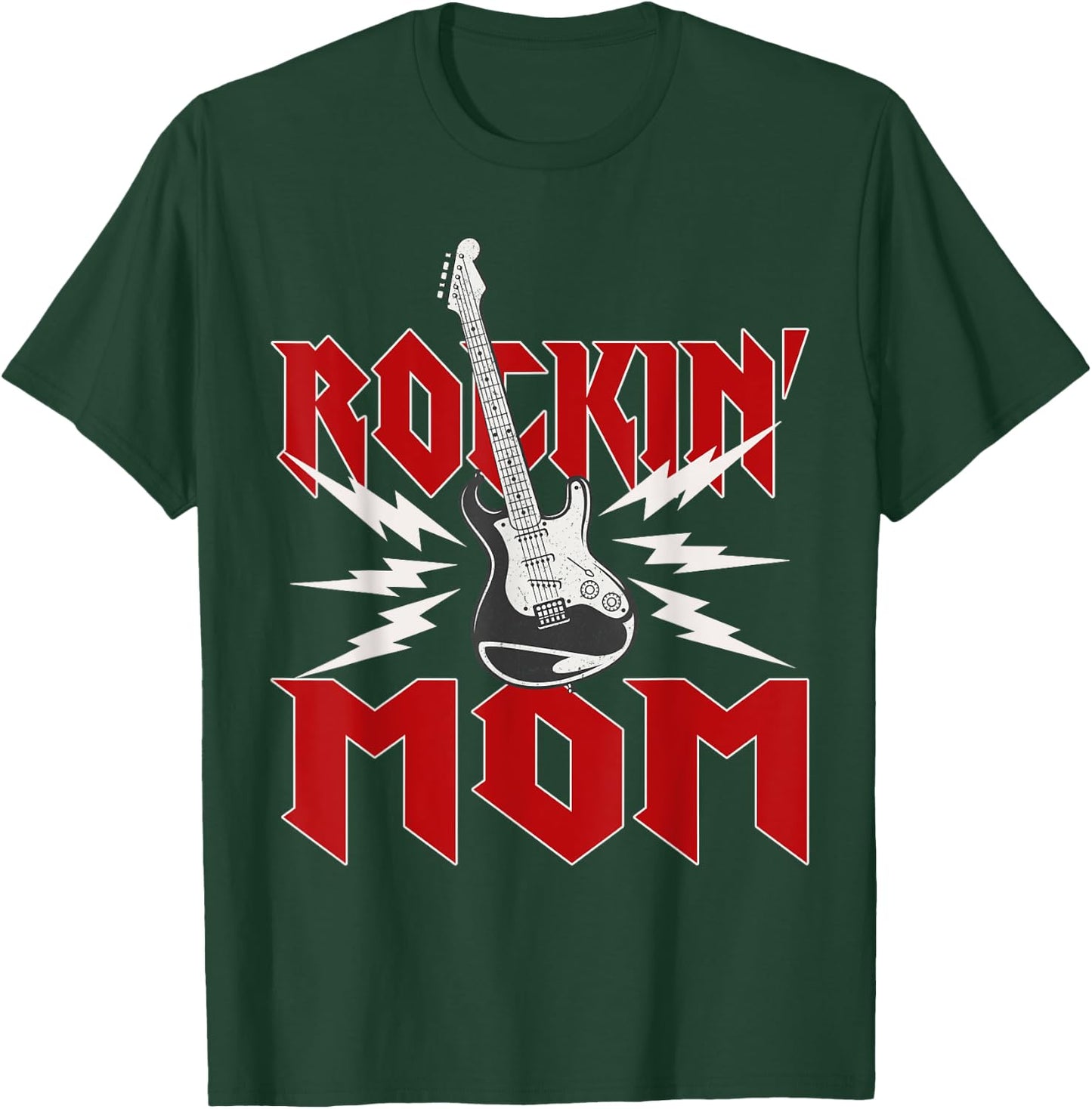 Mom Rockin One Birthday Family Matching Rock Guitar T-Shirt - T-Shirt | Forest