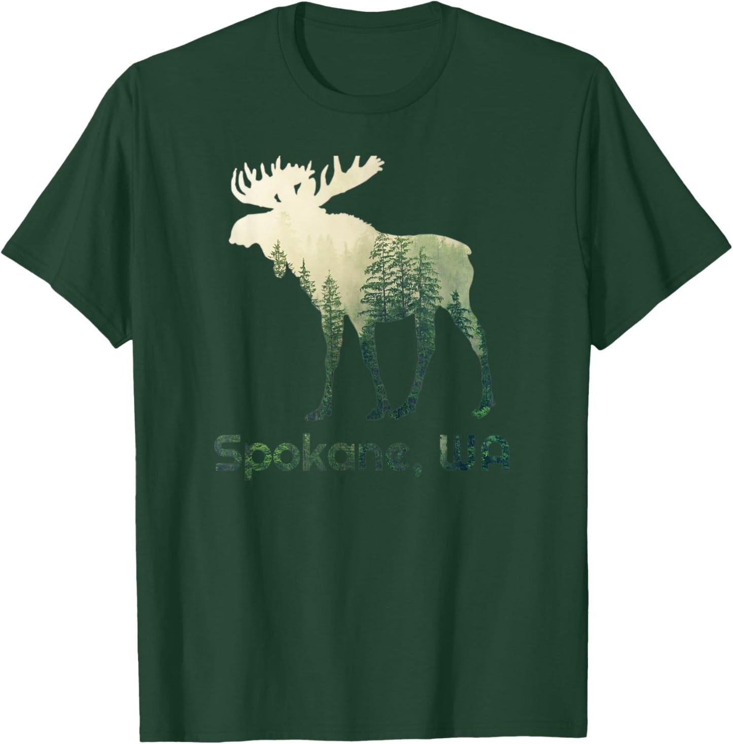 Spokane WA Moose Forest Tree Hunter Wildlife T-Shirt - T-Shirt | Forest