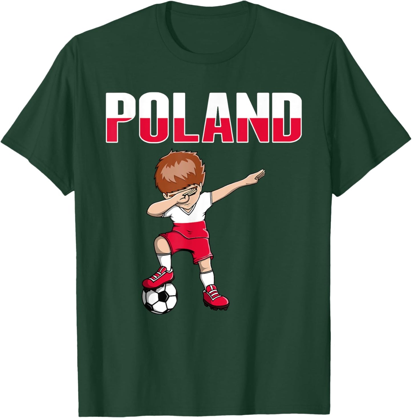 Dabbing Soccer Boy Poland Soccer Fans Jersey Polish Football T-Shirt - T-Shirt | Forest
