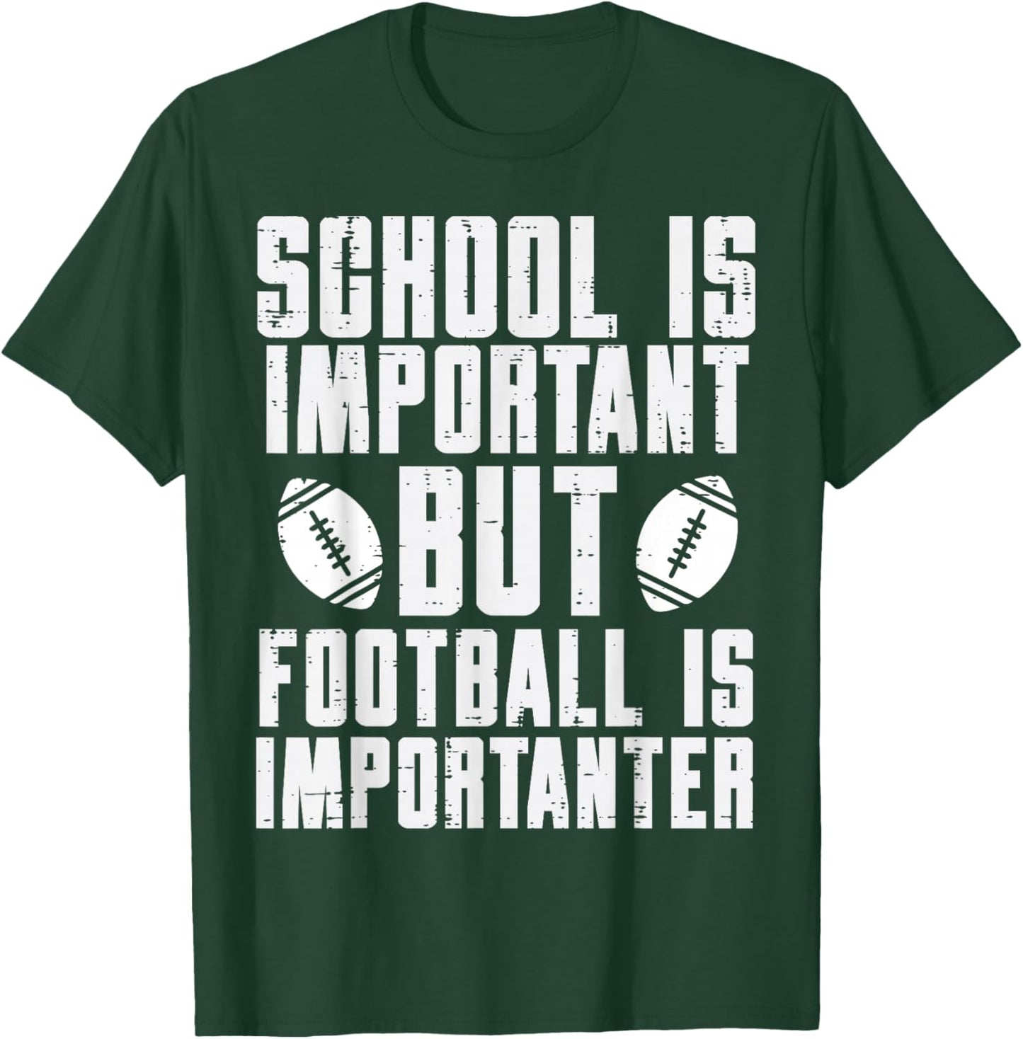 School Is Important American Football Funny Player Boys T-Shirt - T-Shirt | Forest