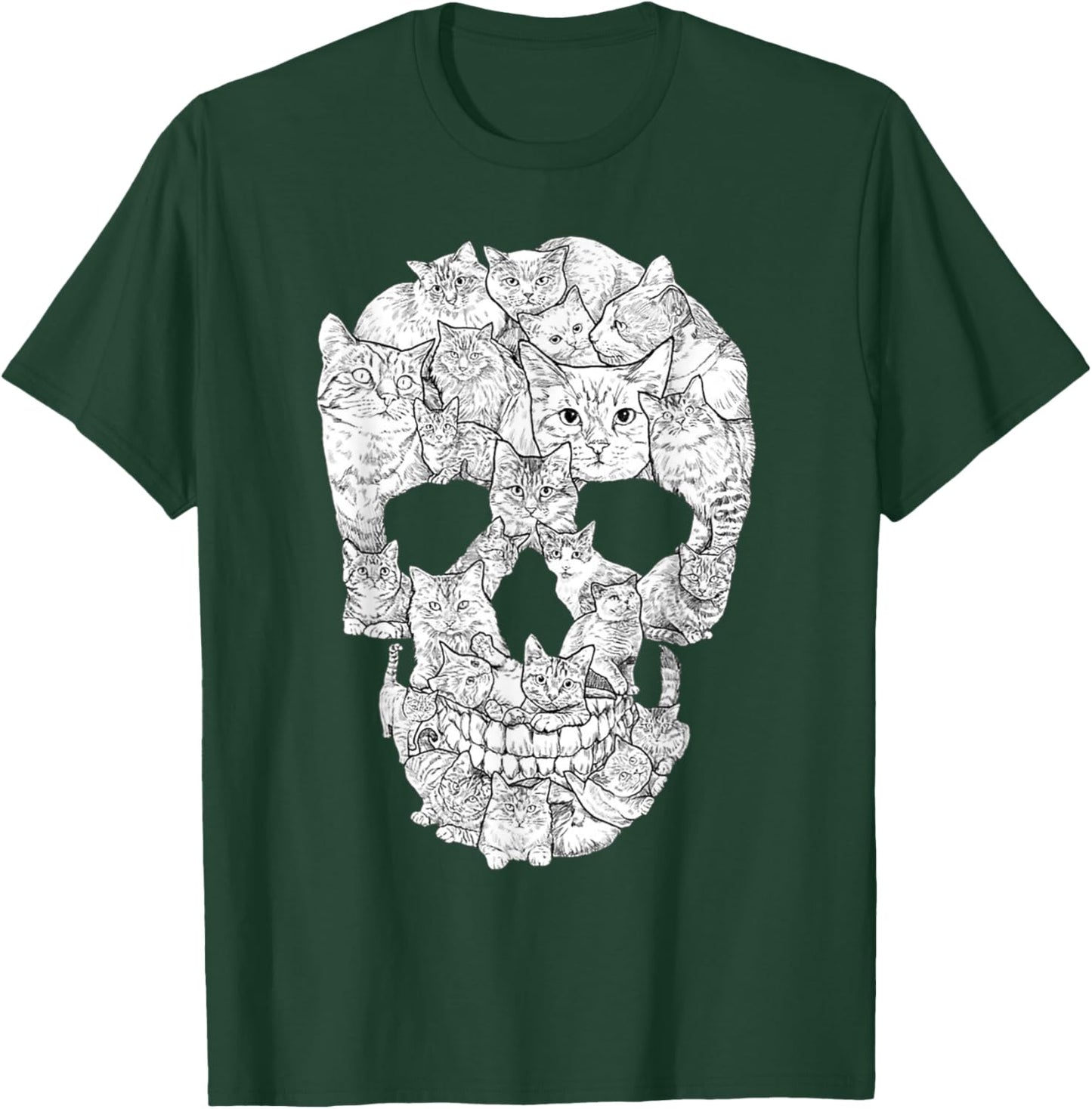 Cat Skull - Kitty Skeleton Halloween Costume Idea Women Kids T-Shirt - T-Shirt | Forest