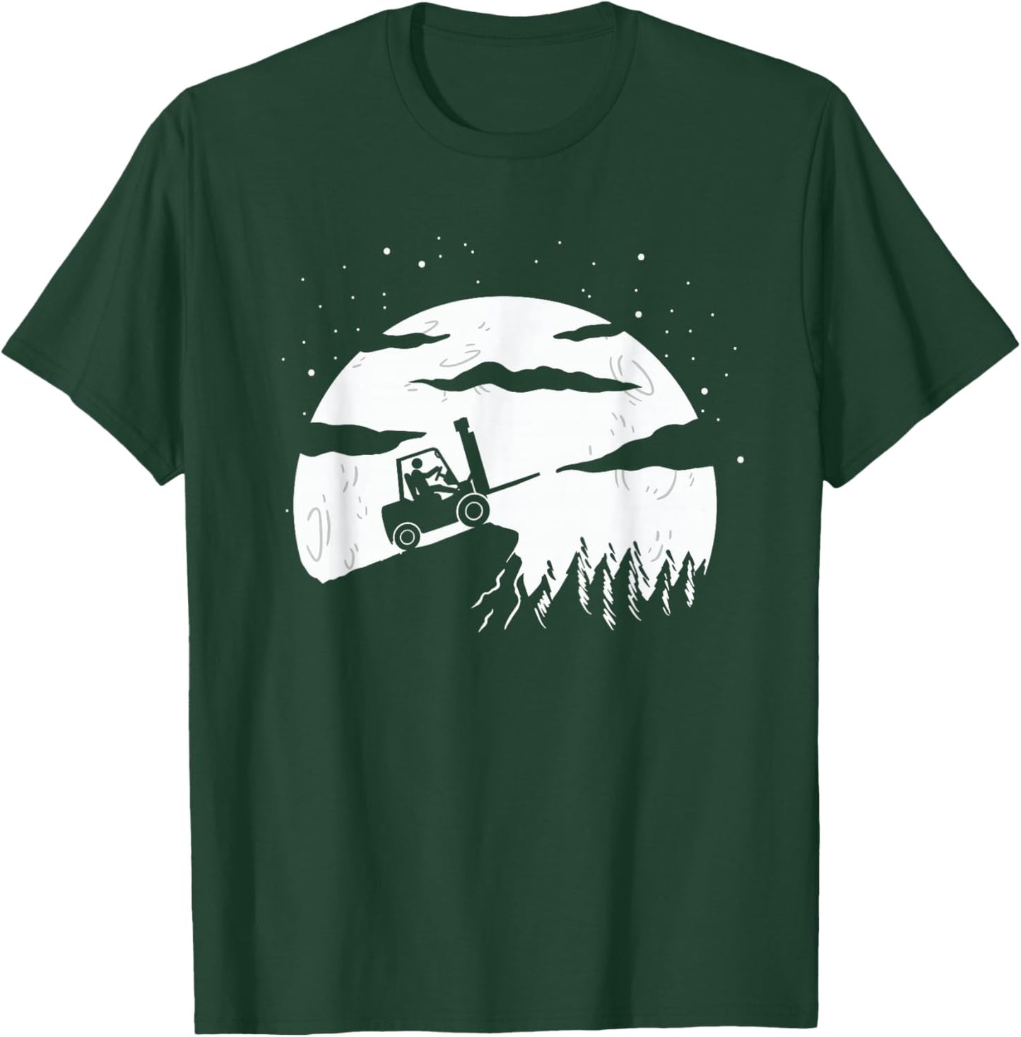 Forklift Driver | Moon Background | Funny Fork-Lift Truck T-Shirt - T-Shirt | Forest