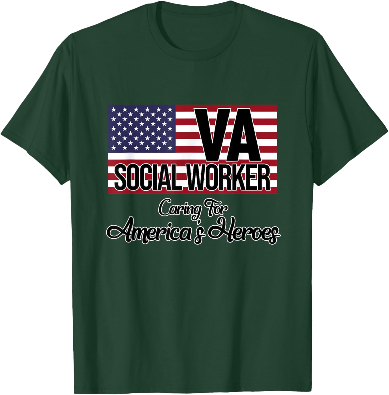 Social Worker VA USA Flag Social Work Month Graphic T-Shirt - T-Shirt | Forest