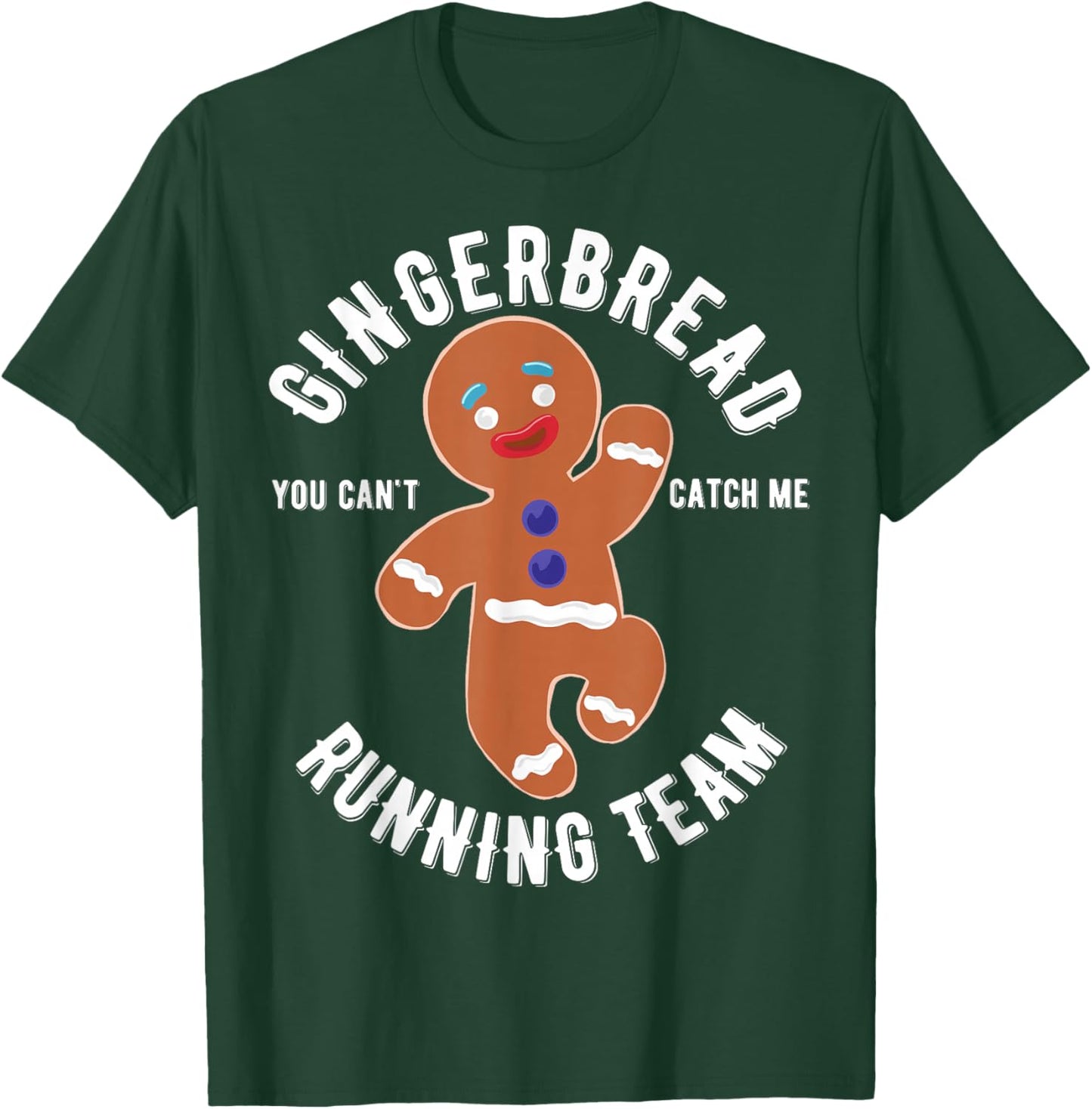 Miftees Christmas Gingerbread Running Team Adult Black Short Sleeve Classic Fit T-Shirt - T-Shirt | Forest
