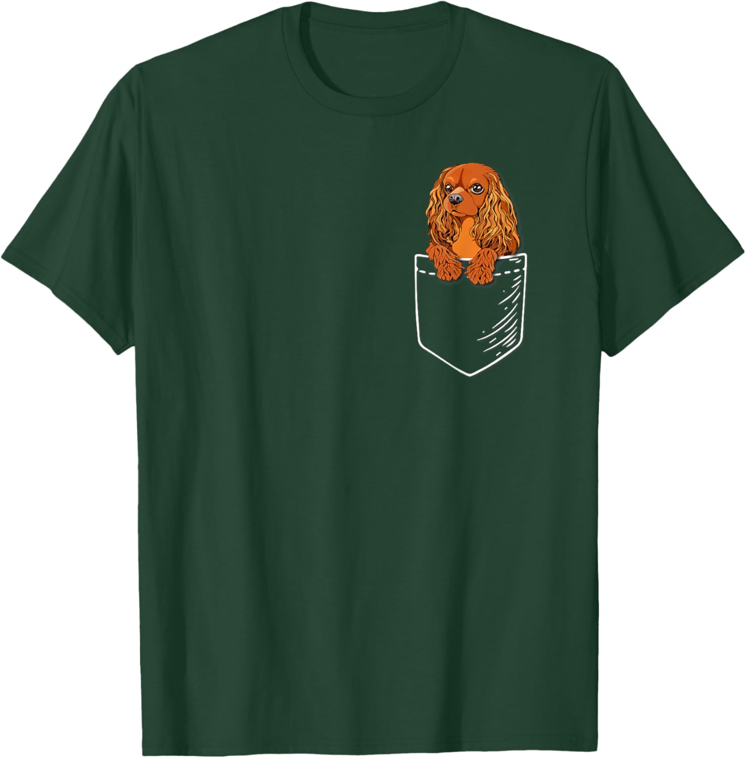 Funny Pocket Ruby Cavalier King Charles Spaniel Dog Lover T-Shirt - T-Shirt | Forest
