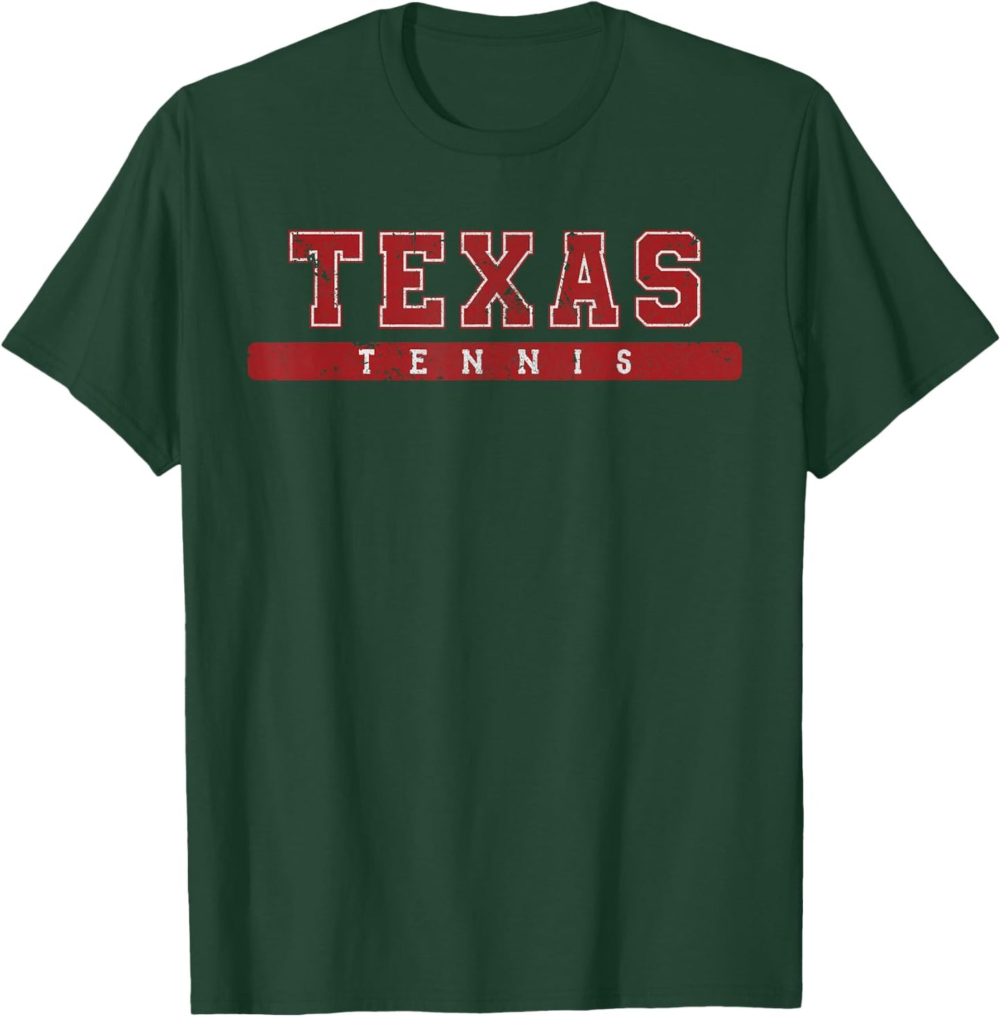 Texas Tennis Red Vintage Text T-Shirt - T-Shirt | Forest