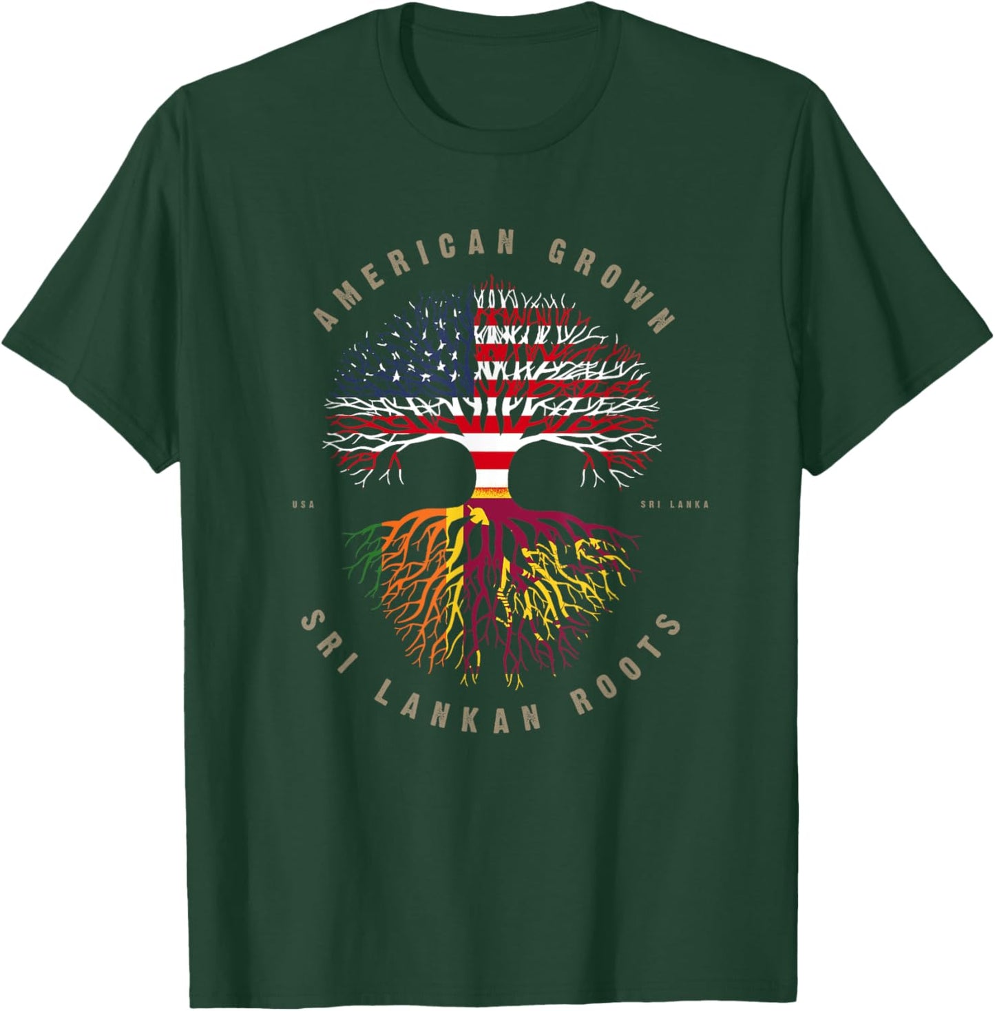 American Grown Sri Lankan Roots Sri Lanka Flag T-Shirt - T-Shirt | Forest