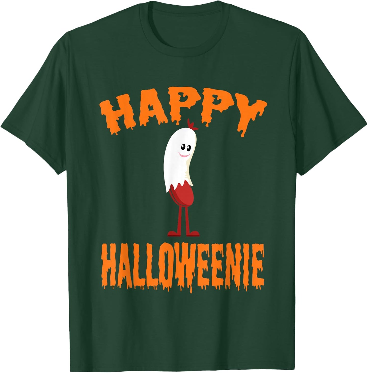 Happy Halloweenie Adult Halloween Humor Joke Hotdog T-Shirt - T-Shirt | Forest