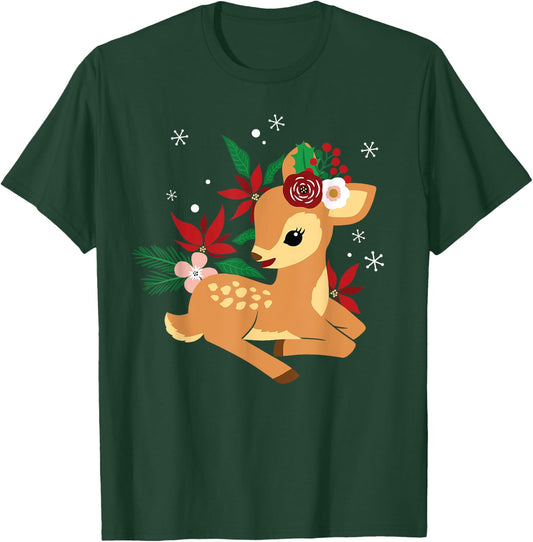 Christmas Cute Reindeer Christmas Deer Kids T-Shirt - T-Shirt | Forest