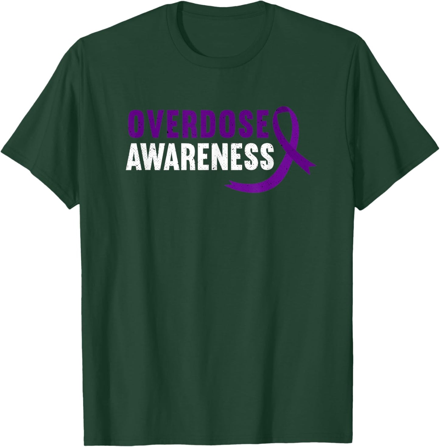 Overdose Awareness Purple Ribbon Drug Addiction Recovery T-Shirt - T-Shirt | Forest