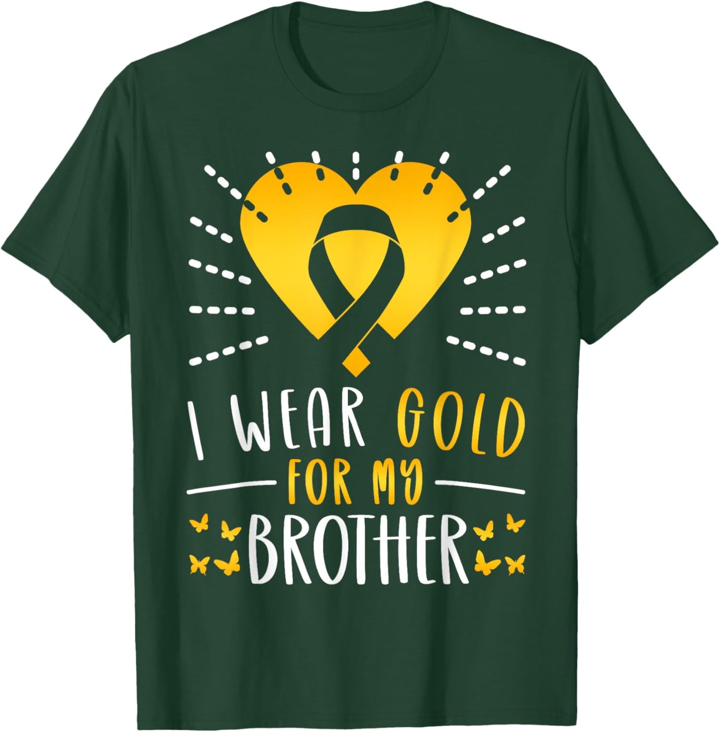 I Wear Gold For My Brother Heart T-Shirt - T-Shirt | Forest