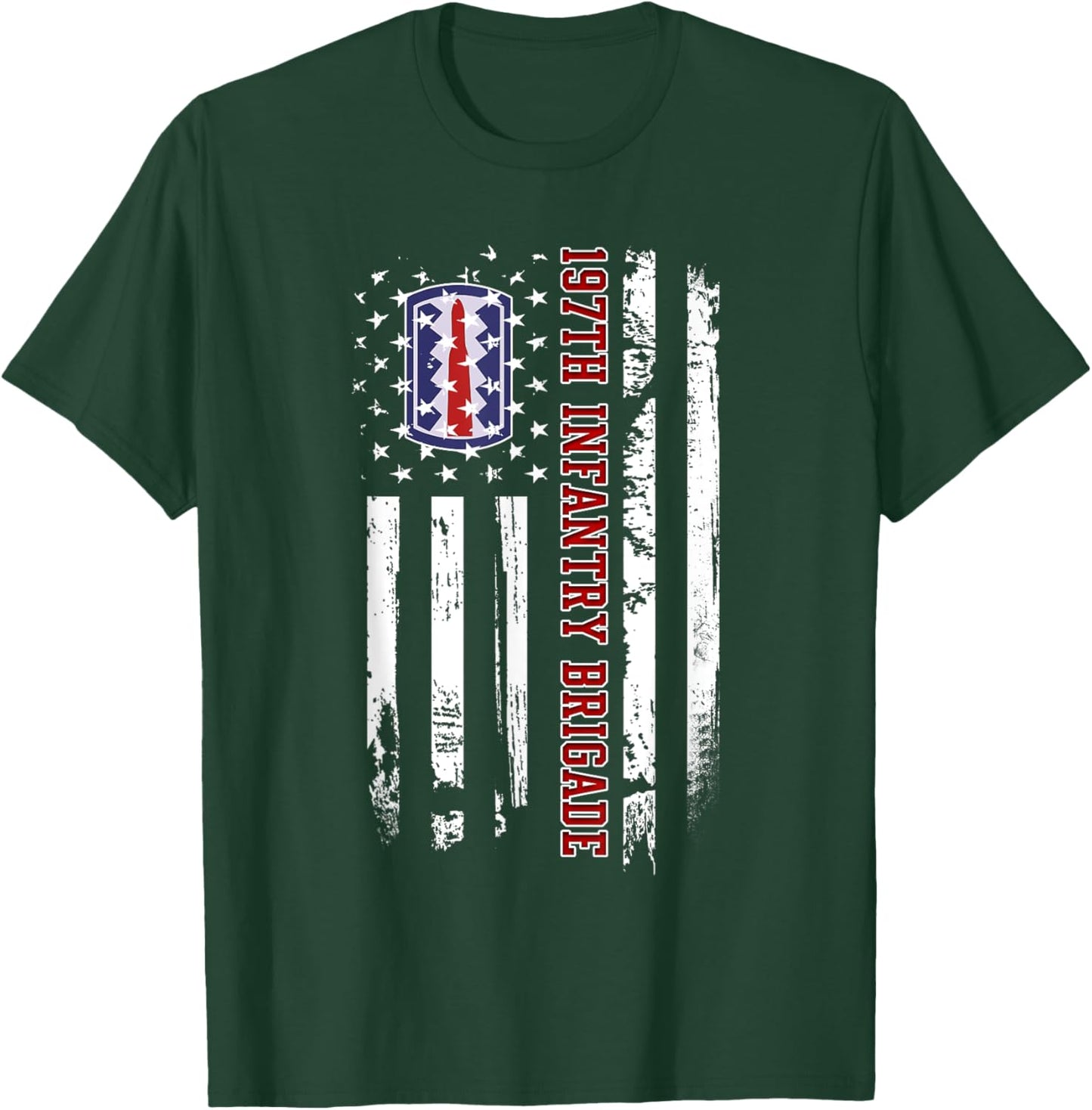 197th Infantry Brigade Veteran USA Flag Veterans Day Xmas Women Men T-Shirt - T-Shirt | Forest