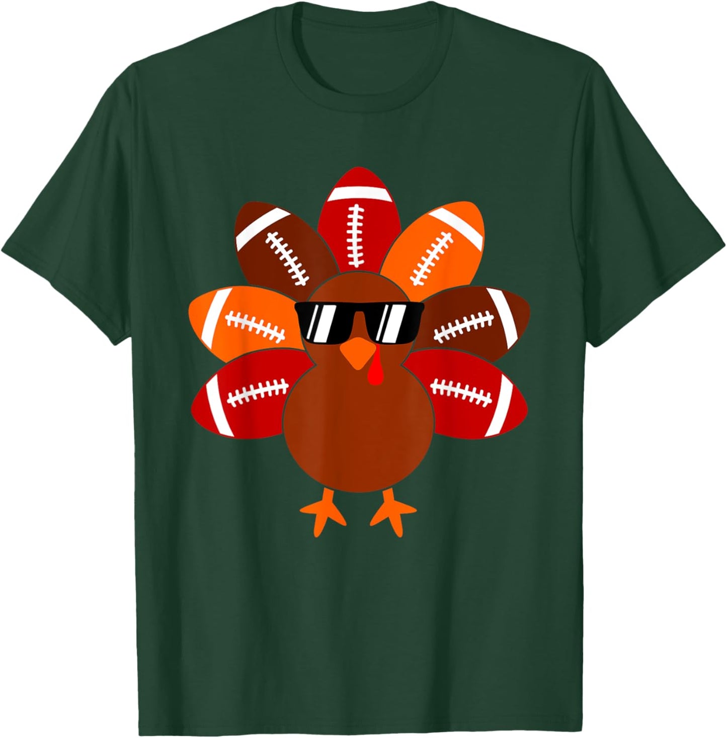 Football Turkey Balls Thanksgiving Shirt Boys Kids Men Women T-Shirt - T-Shirt | Forest