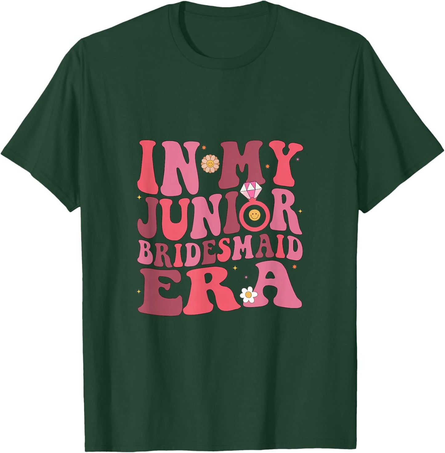 Retro Groovy In My Junior Bridesmaid Era Wedding Engagement T-Shirt - T-Shirt | Forest