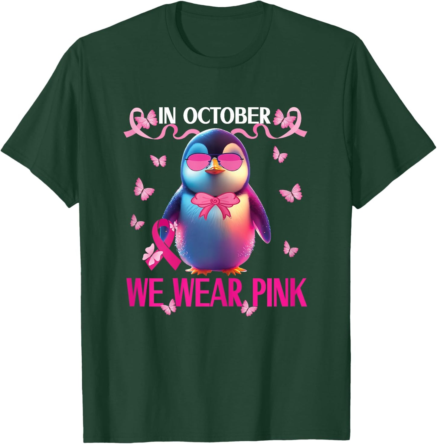 Girls Breast Cancer Awareness for Toddlers Kids Penguin T-Shirt - T-Shirt | Forest