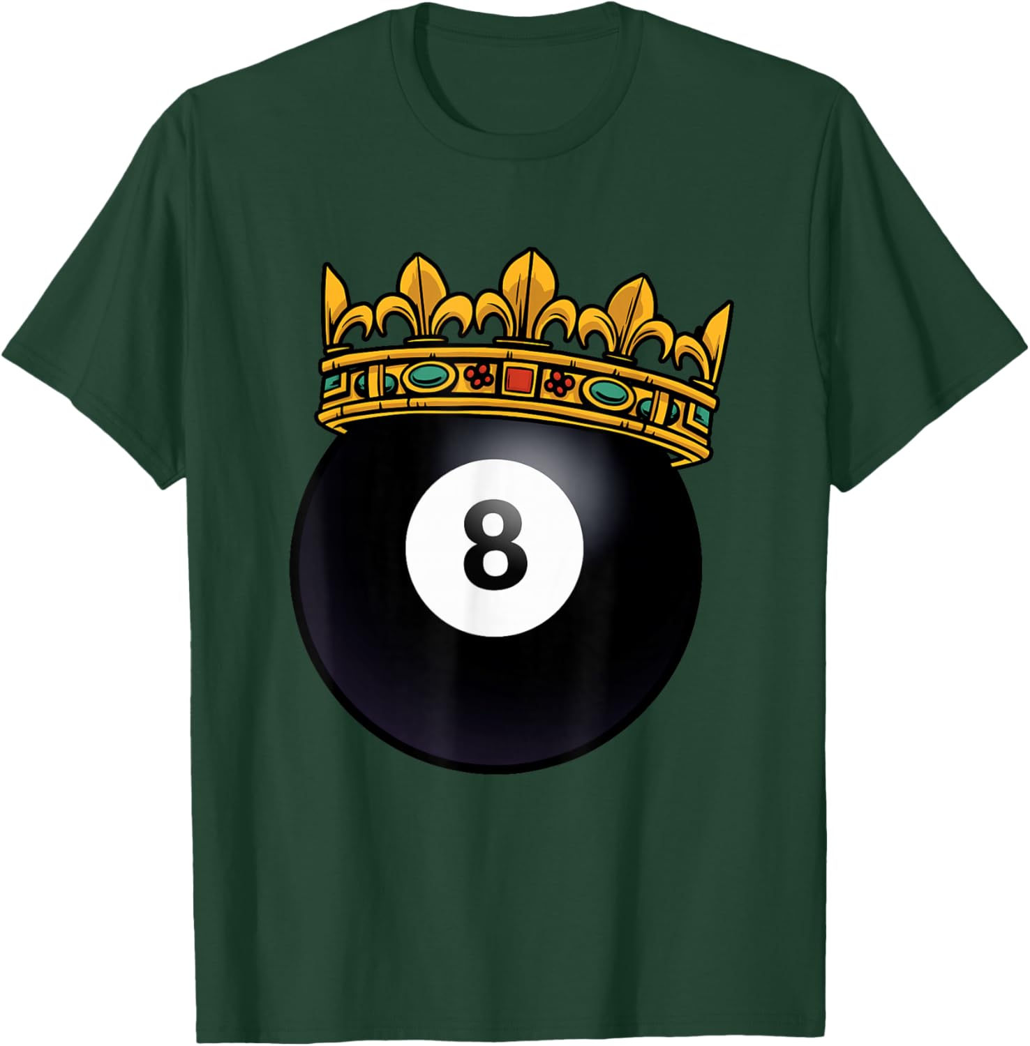 Billiards Player King Crown Pool Table Snooker Pyramid T-Shirt - T-Shirt | Forest