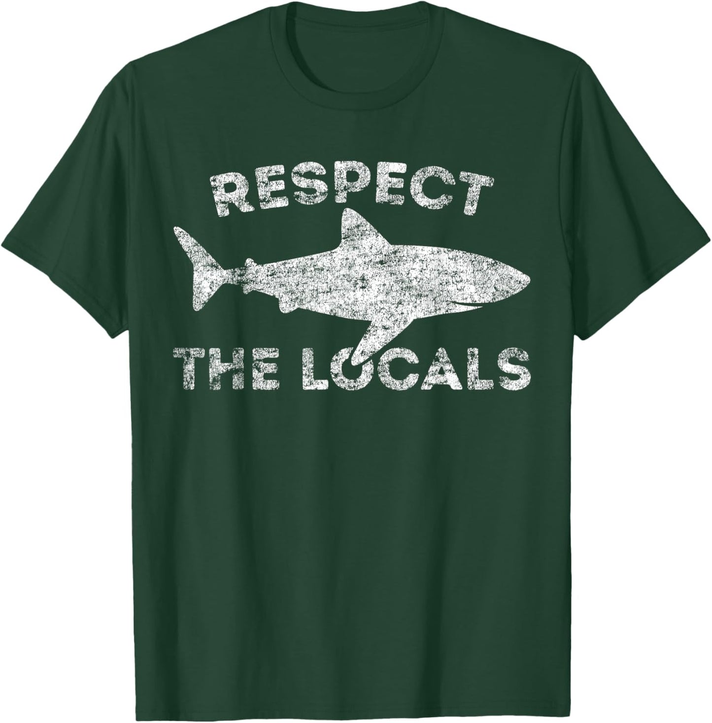 Funny Scuba Diving Respect Locals Vintage Distressed Shark T-Shirt - T-Shirt | Forest
