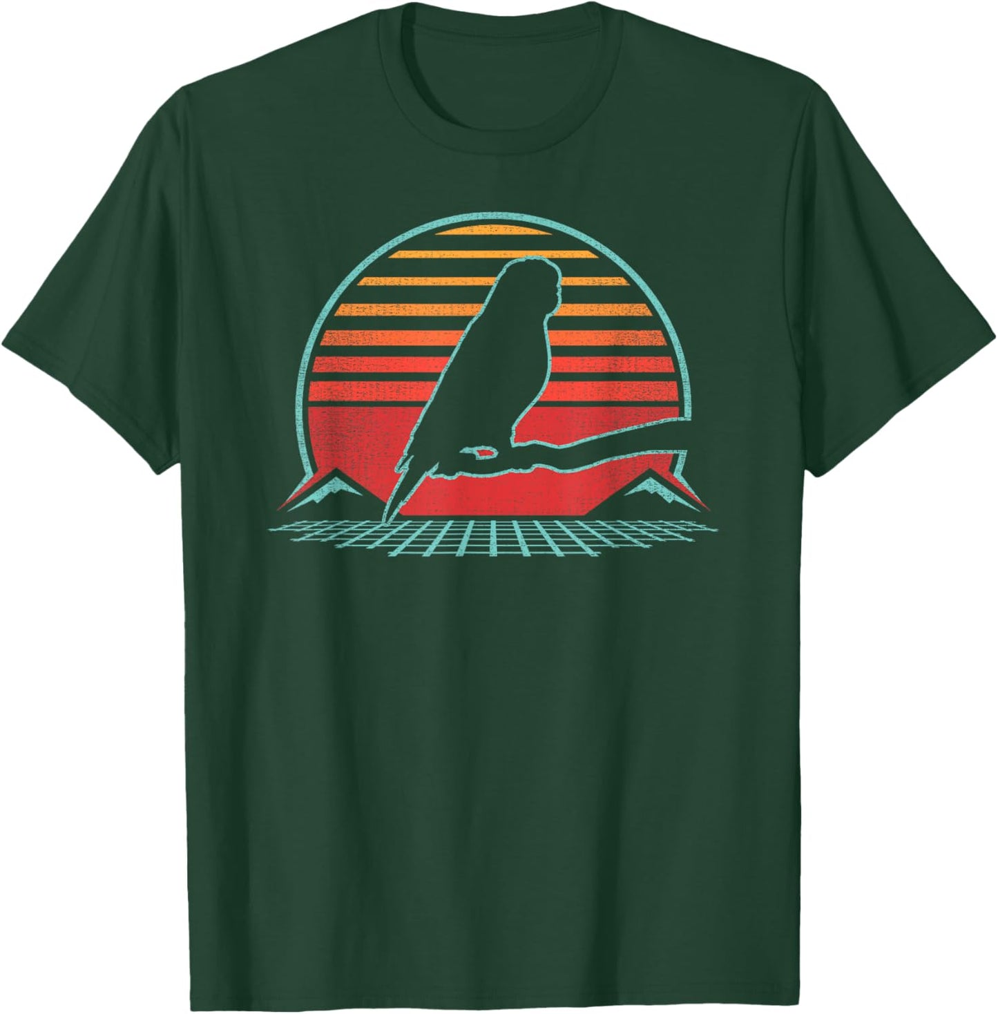 Budgie Budgerigar Pet Bird Retro Parakeet Vintage 80s Style T-Shirt - T-Shirt | Forest