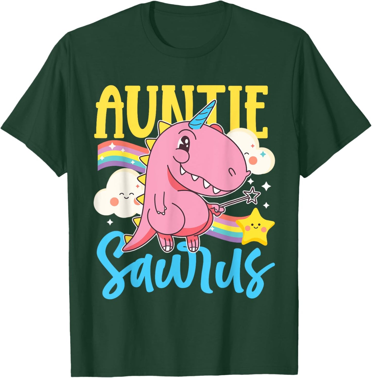 Cute Auntie Saurus Design For Aunt To Be T-Shirt - T-Shirt | Forest