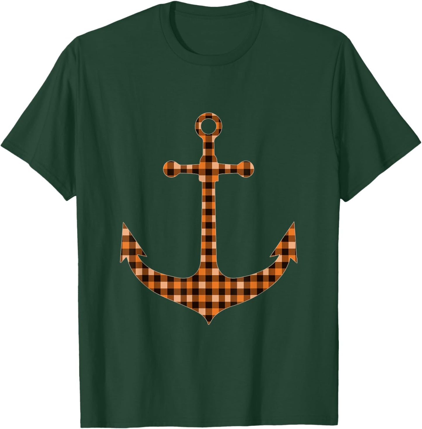 Black Orange Plaid Anchor Halloween Party Fall Autumn T-Shirt - T-Shirt | Forest