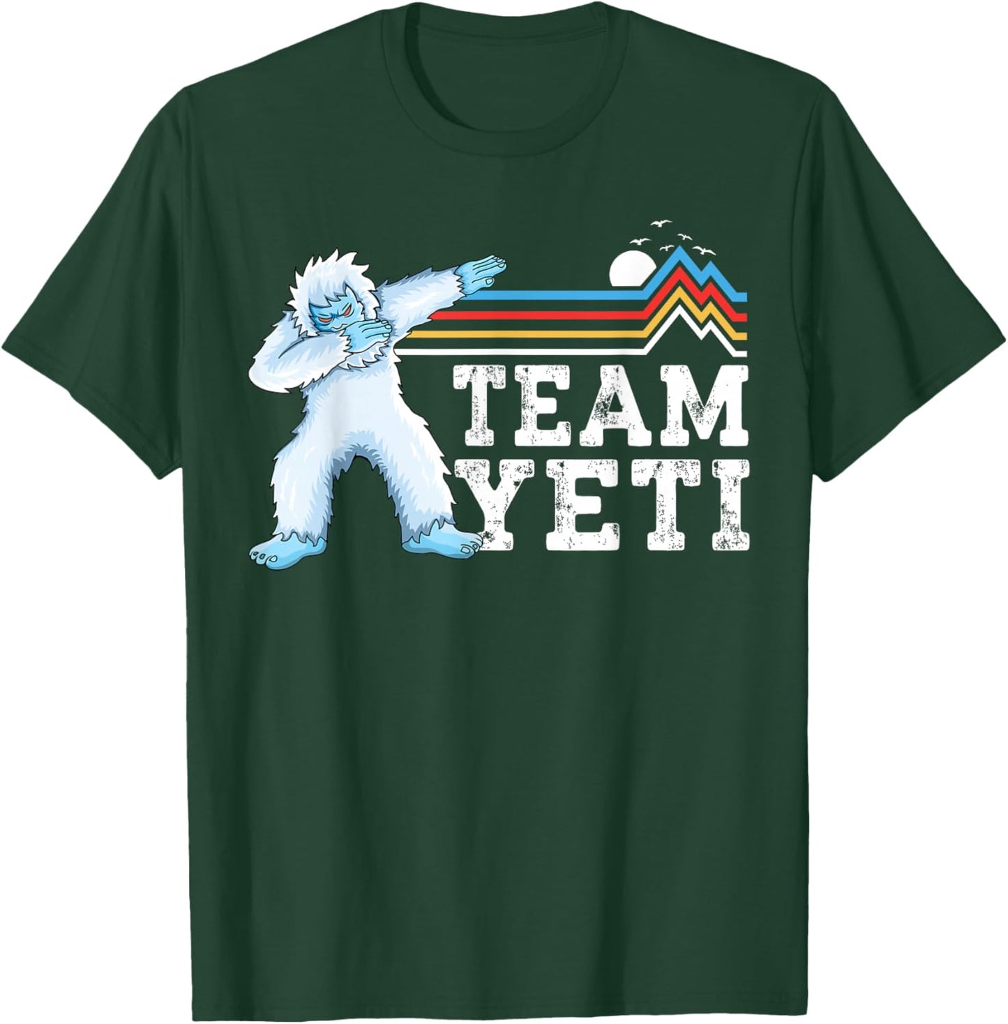 Dabbing Yeti Vintage Sunset mountain bigfoot lover team yeti T-Shirt - T-Shirt | Forest