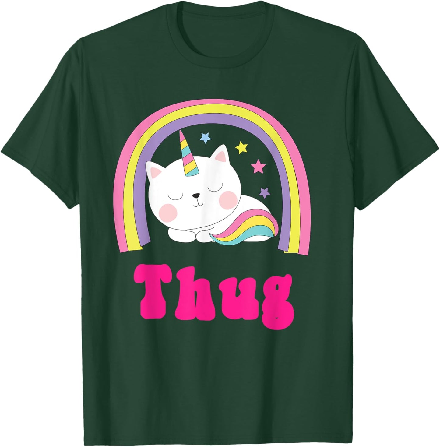 Thug Shirts | Sarcastic Retro Rainbow Funny Unicorn Thug T-Shirt - T-Shirt | Forest