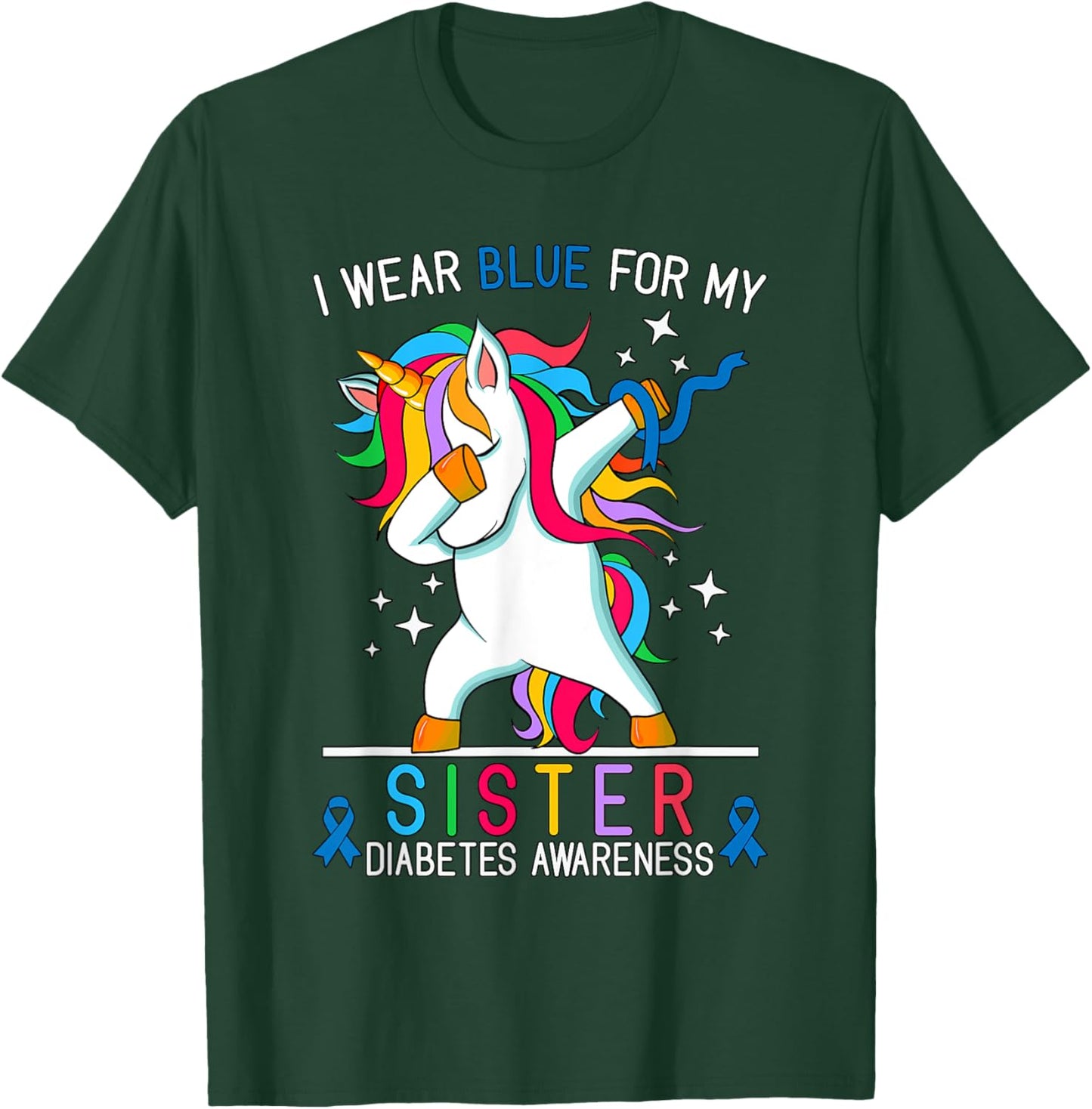 I Wear Blue For My Sister Type One Diabetes Awareness Kids T-Shirt - T-Shirt | Forest