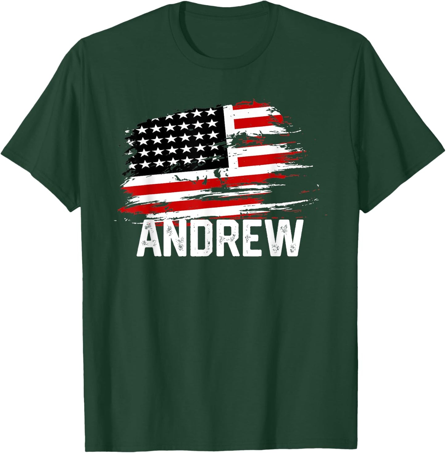 ANDREW USA Flag Personalized 4th of July ANDREW T-Shirt - T-Shirt | Forest