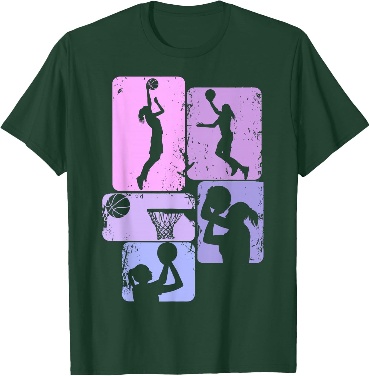 Basketball Girl Women Girls Kids Small T-Shirt - T-Shirt | Forest