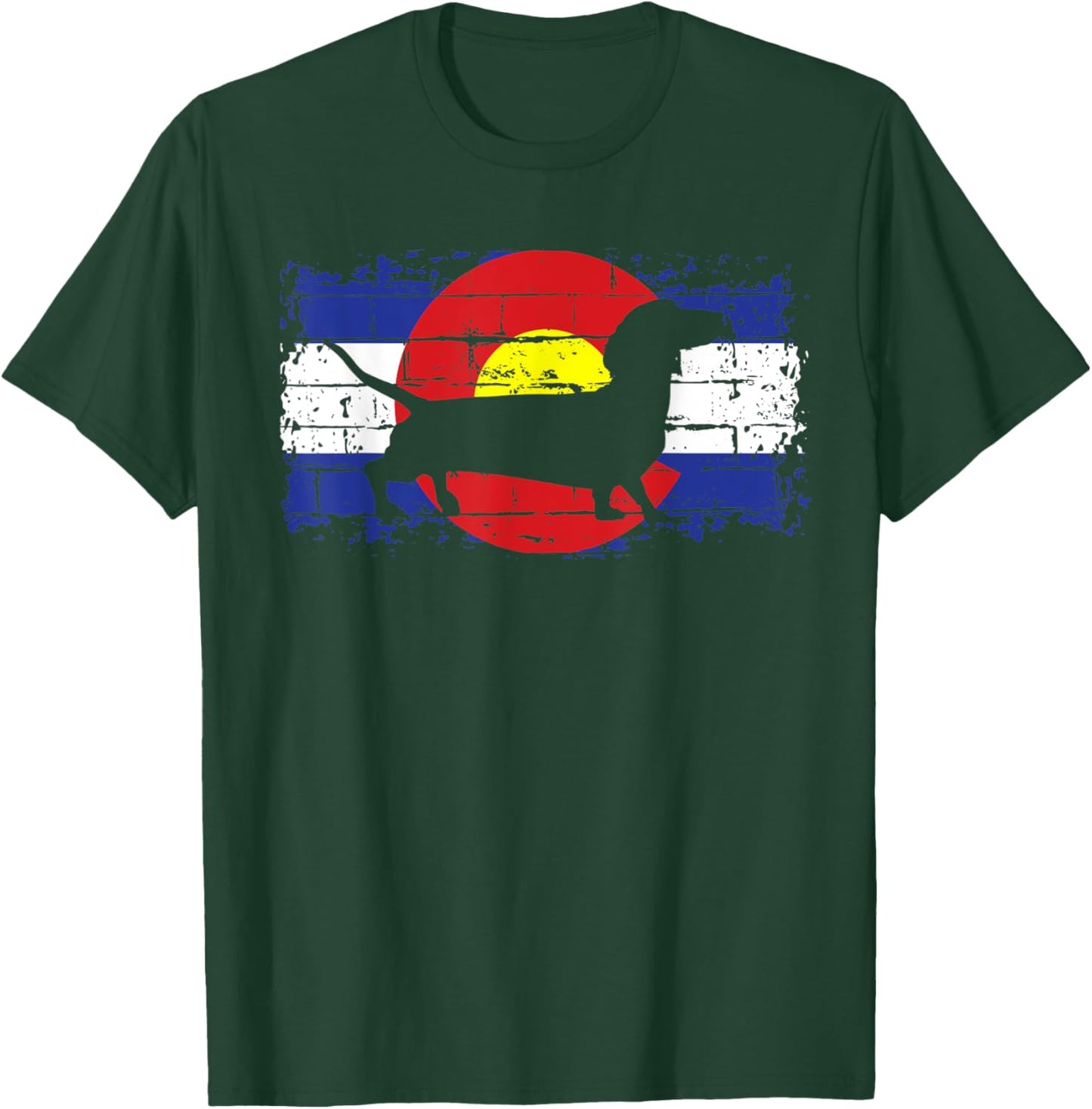 Colorado Flag Dachshund Wiener Dog Lover Pet Owner Doxie Men Women T-Shirt - T-Shirt | Forest