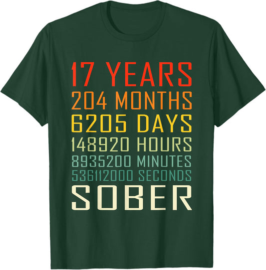 17 Year Sobriety Anniversary Vintage 17 Years Sober T-Shirt - T-Shirt | Forest